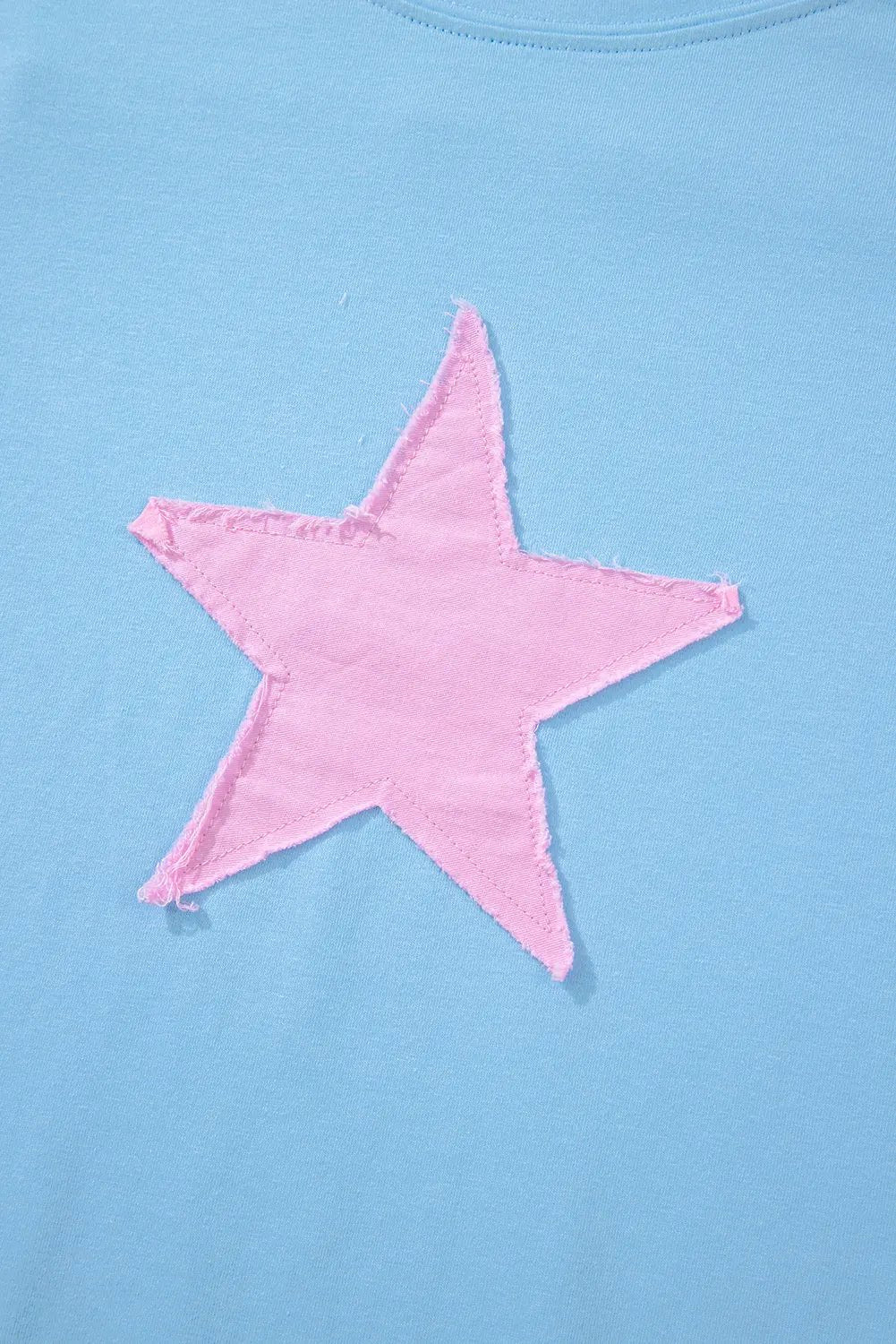 Myosotis Frayed Denim Star Patched Oversize T Shirt Love Salve